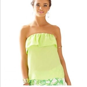 Ginny strapless silk ruffle tube top